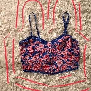 Pink / Red / Blue Paisley Pattern Crop Top